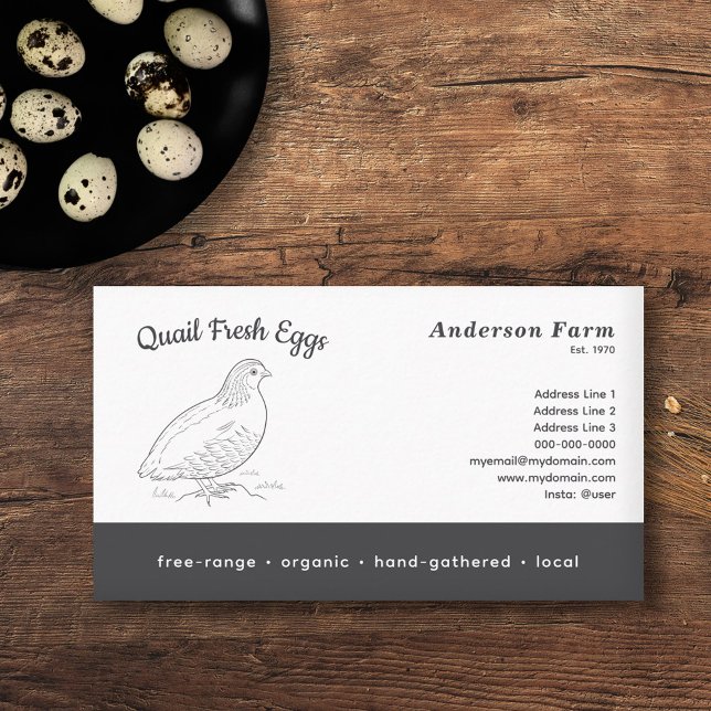 Carte De Visite OEufs De Quail De Ferme Fraîches (Simple Fresh Farm Quail Eggs Business Card)