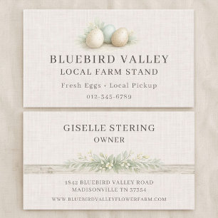 Carte De Visite Oeufs de Stand de Ferme Linen Shabby Chic