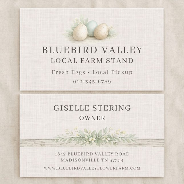 Carte De Visite Oeufs de Stand de Ferme Linen Shabby Chic (Créateur téléchargé)