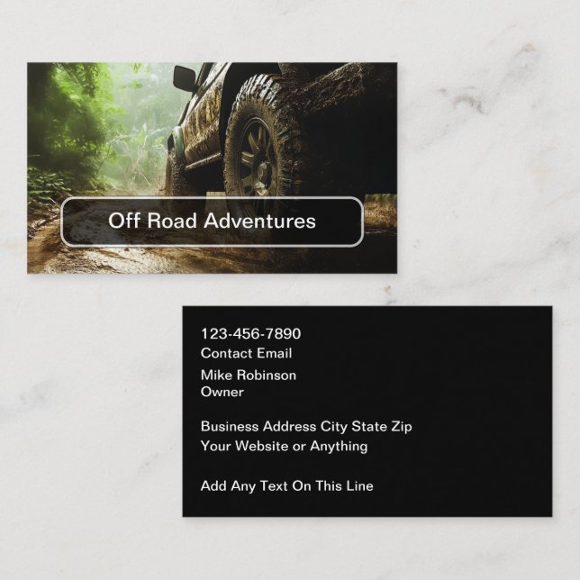 Carte De Visite Off Road Adventures Truck Business Cards (Devant / Derrière)