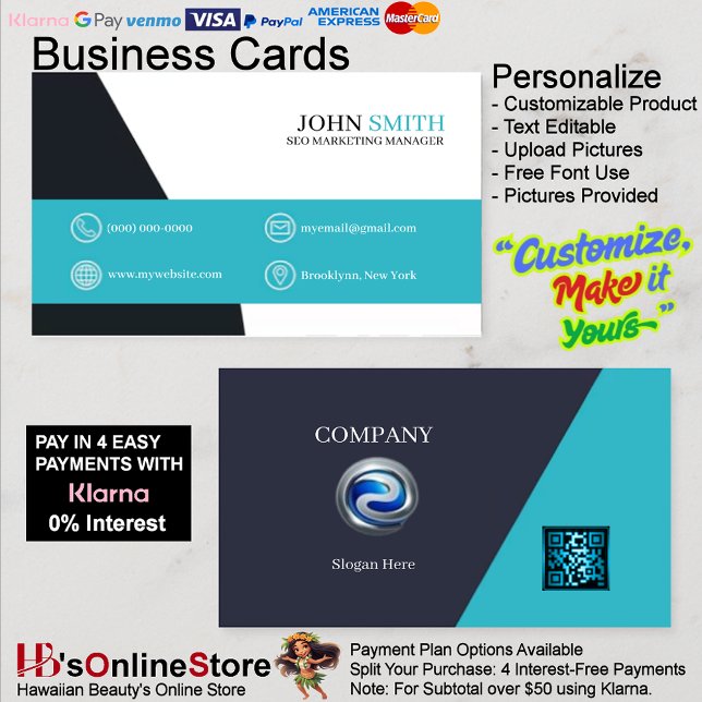 Carte De Visite Office Modern Turquoise Quatre Choix Logo Code QR (Office Modern Turquoise Four Choice Logo QR Code Business Card 5)