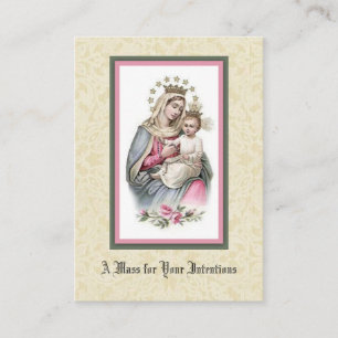 Carte De Visite Offrande de messe catholique Reine Marie Jésus