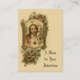 Carte De Visite Offrande de messe catholique Sacré-Cœur Jésus Sain