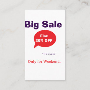 Carte De Visite Offre de remise grande vente week-end magasin soci