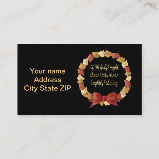 Carte De Visite Oh Holy Night Lyrics Design (Devant)