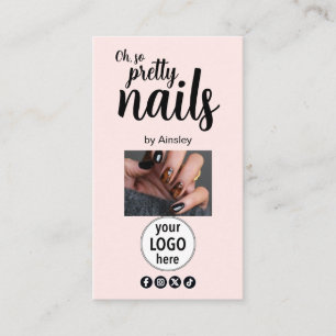 Carte De Visite Oh So Pretty Nails Rose Logo Code QR Social