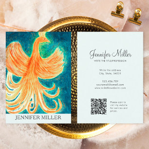 Carte De Visite Oiseau de feu mythique unique en aquarelle levant