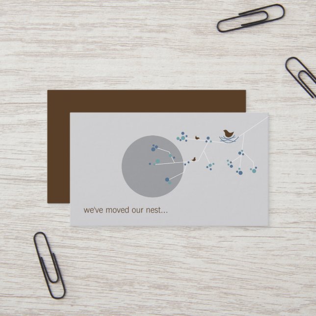 Carte De Visite Oiseau de nidification + Famille Bleu Personnalisé (Devant/Arrière en situation)