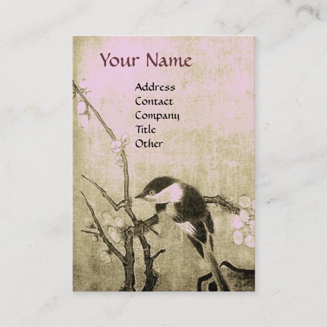 Carte De Visite OISEAU DE PRINTEMPS, brun rose (Devant)