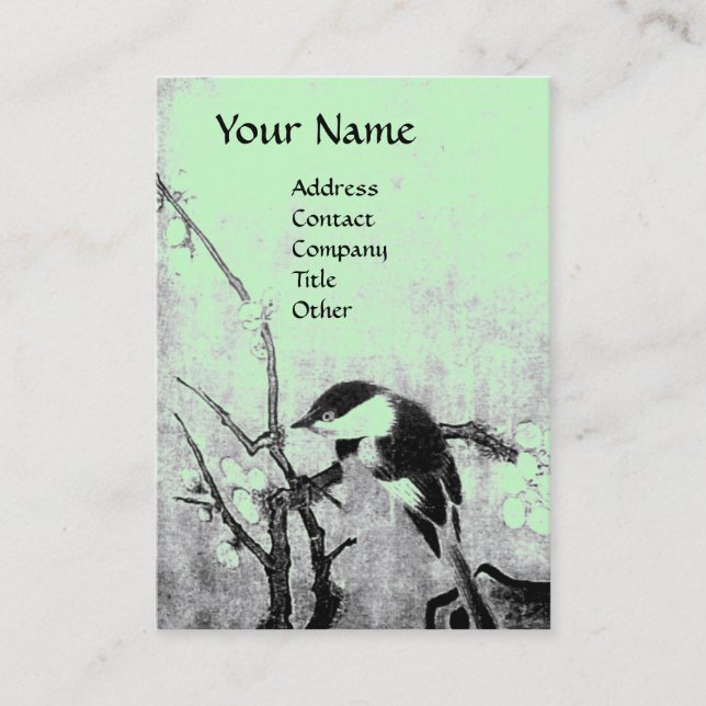 Carte De Visite OISEAU DE PRINTEMPS, noir, gris, vert (Devant)