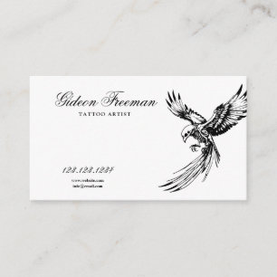 Carte De Visite Oiseau noir foncé et blanc Squelette Artiste de ta