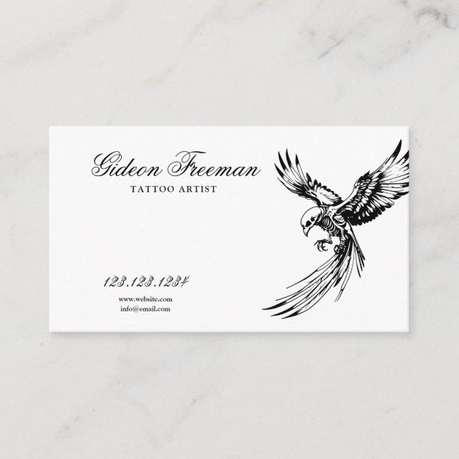 Carte De Visite Oiseau noir foncé et blanc Squelette Artiste de ta (Devant)