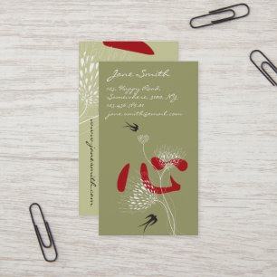 Carte De Visite Oiseaux à avaler Cœur Chinois Kanji Floral Orienta
