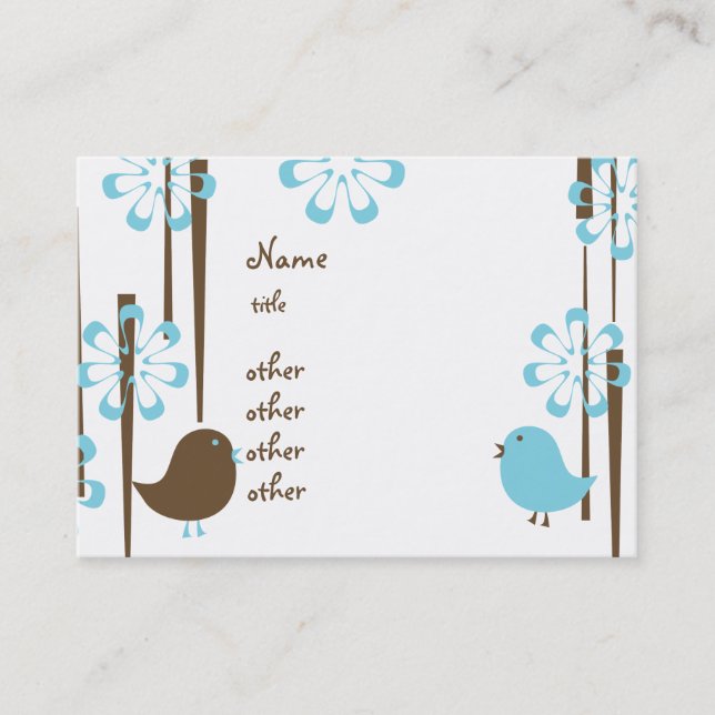 Carte De Visite Oiseaux amicaux en bleu (Devant)