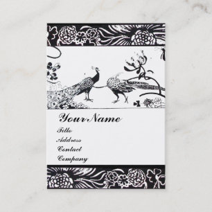 Carte De Visite OISEAUX AMOUREUX MARIAGE MONOGRAMME, noir et blanc