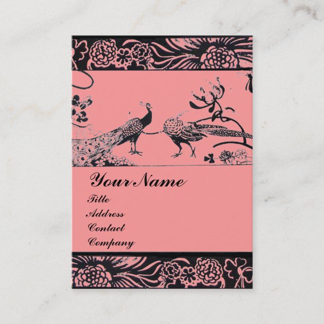Carte De Visite OISEAUX D'AMOUR DE MARIAGE MONOGRAMME, noir et bla (Devant)