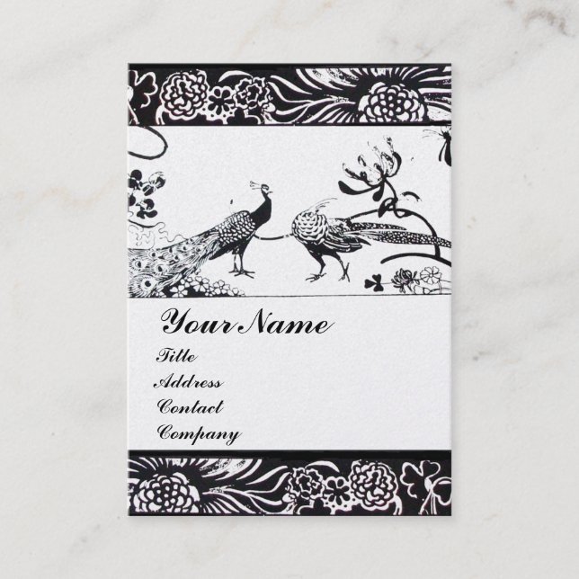 Carte De Visite OISEAUX D'AMOUR DE MARIAGE MONOGRAMME Perle Noir B (Devant)