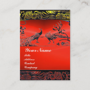 Carte De Visite OISEAUX D'AMOUR DE MARIAGE noir blanc,rouge rubis