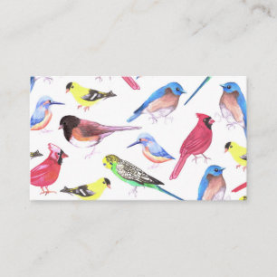 Carte De Visite Oiseaux d'aquarelle colorés dans des couleurs mul
