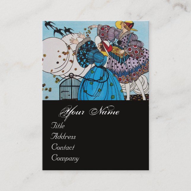 CARTE DE VISITE OISEAUX DE PRINTEMPS / BEAUTÉ MODE COSTUME DESIGNE (Devant)