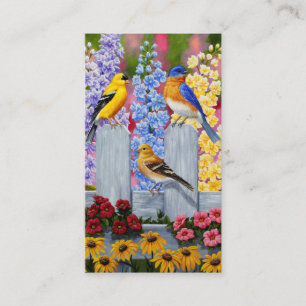 Carte De Visite Oiseaux de printemps colorés Jardin Fête