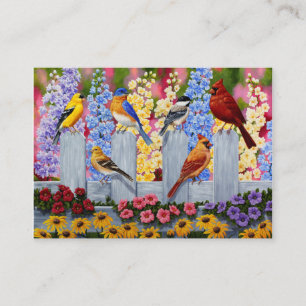 Carte De Visite Oiseaux de printemps colorés Jardin Fête