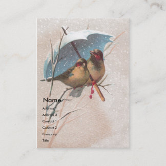 Carte De Visite Oiseaux sous le parapluie bleu