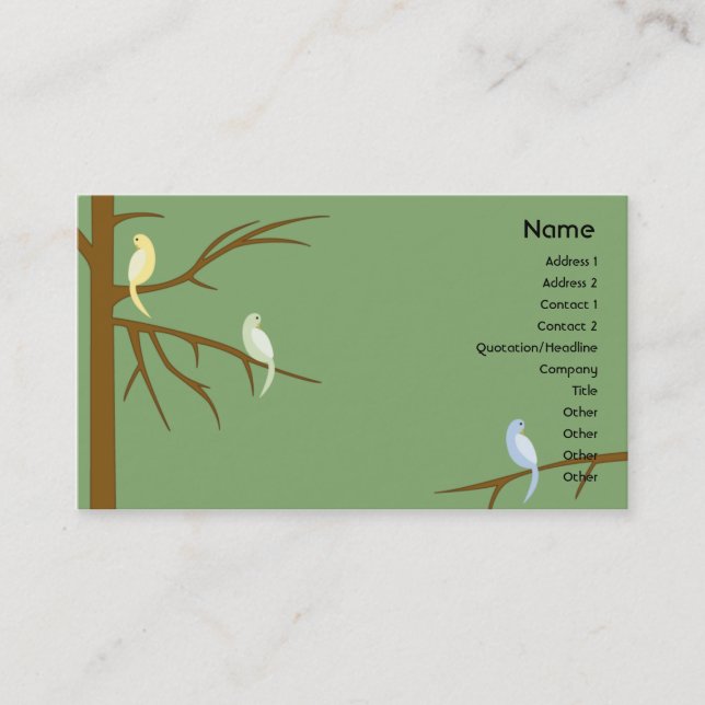 Carte De Visite Oiseaux sur un arbre - affaires (Devant)