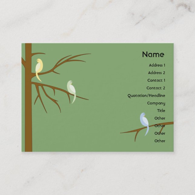 Carte De Visite Oiseaux sur un arbre - potelé (Devant)