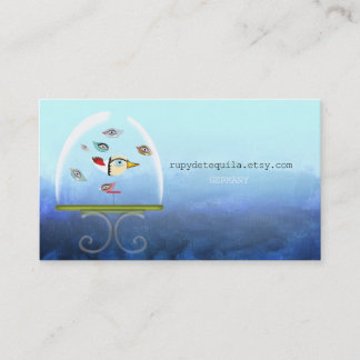 Carte De Visite Oiseaux turquoises dans une cage