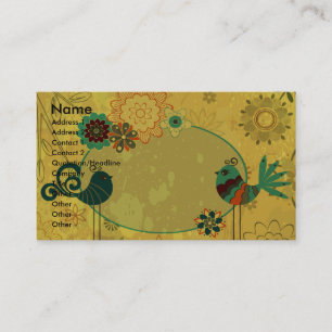 Carte De Visite oiseaux vintage et motif floral