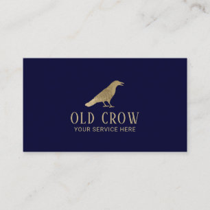 Carte De Visite Old Crow Gold Bird Logo Élégant bleu marine