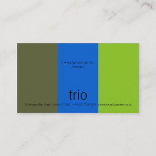 Carte De Visite Olive foncée de trio, bleu et vert lumineux
