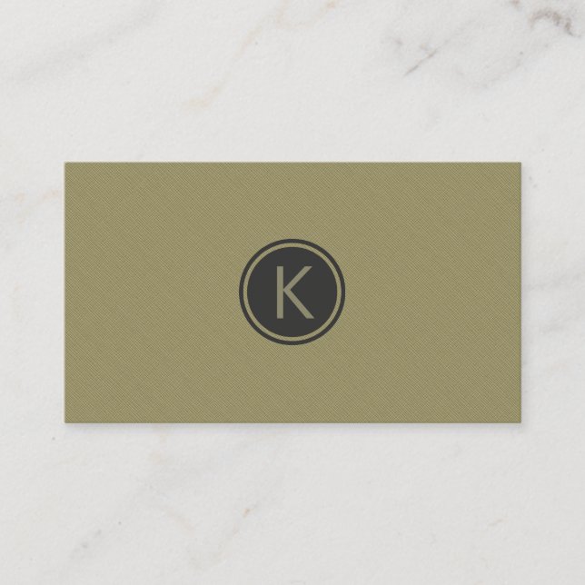 Carte De Visite Olive vert monogramme Linge moderne Look Texture (Devant)