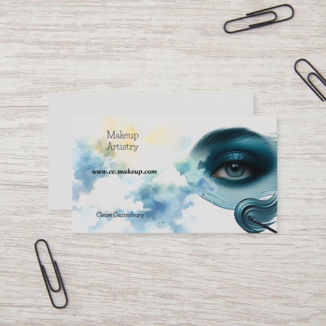 Carte De Visite Ombre à paupières bleu profond vibrant  (Devant/Arrière en situation)