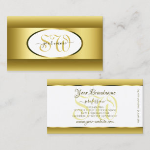 Carte De Visite Ombre blanc et or Initiales Golden Oval Décor