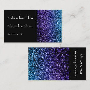 Carte De Visite Ombre bleu aqua avec faux paillettes scintillantes
