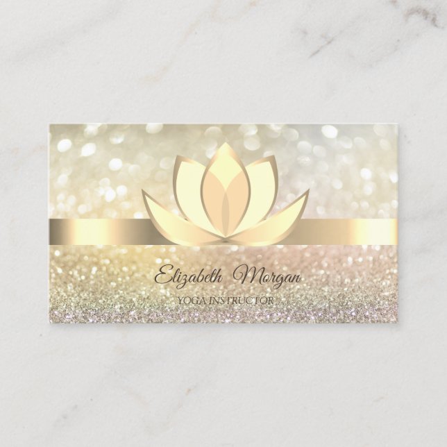 Carte De Visite Ombre Bokeh Gold professionnel, Lotus Yoga (Devant)