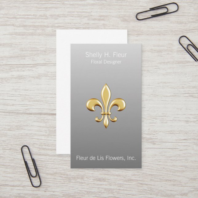 Carte De Visite Ombre Golden Fleur De Lis (Devant/Arrière en situation)