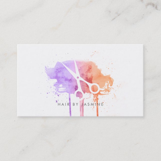 Carte De Visite ombre moderne chic de rose d'aquarelle de cheveux (Devant)