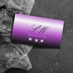 Carte De Visite Ombre Noir Violet Étincelle Joyaux Monogramme Mode