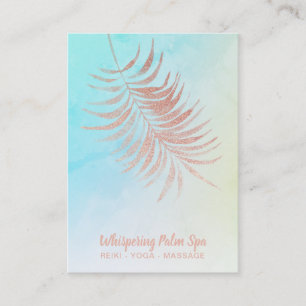 Carte De Visite *~* Ombre Pastel Rose Gold Palm Leaf Turquoise