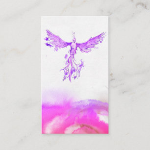 Carte De Visite *~* Ombre Peach Peach Pink Violet Feathères Phoeni