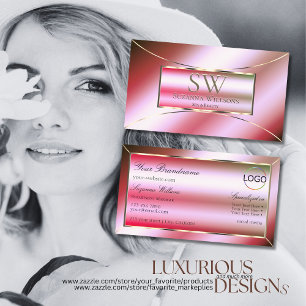 Carte De Visite Ombre rose chatoyante avec monogramme et logo