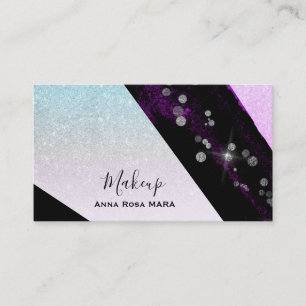 Carte De Visite *~* Ombre rose Parties scintillant Turquoise géomé