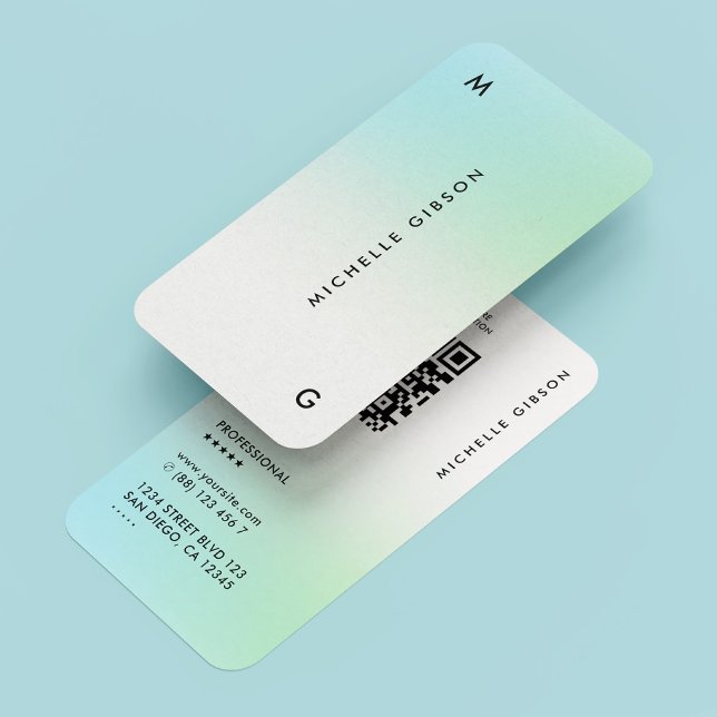Carte De Visite Ombre Turquoise Professionnel Minimal Simple (Professional Teal Ombre Minimal Simple Business Card
)