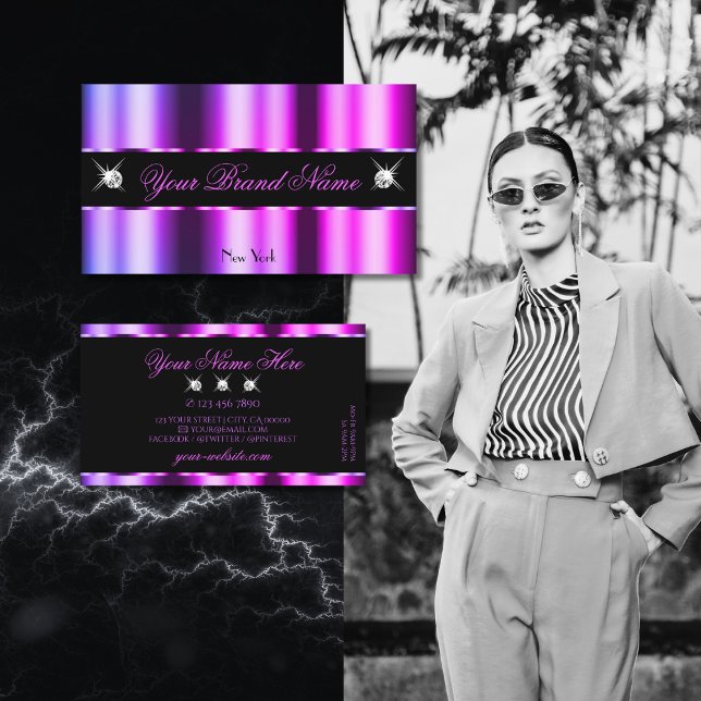 Carte De Visite Ombre violet rose chatoyant sur bijoux étincelants (Créateur téléchargé)