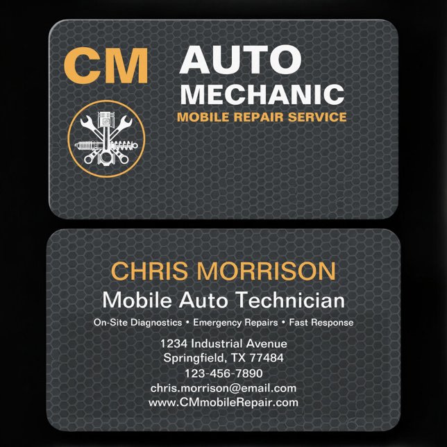 Carte De Visite On-Site Mobile Car Repair Mechanic Contact (Créateur téléchargé)