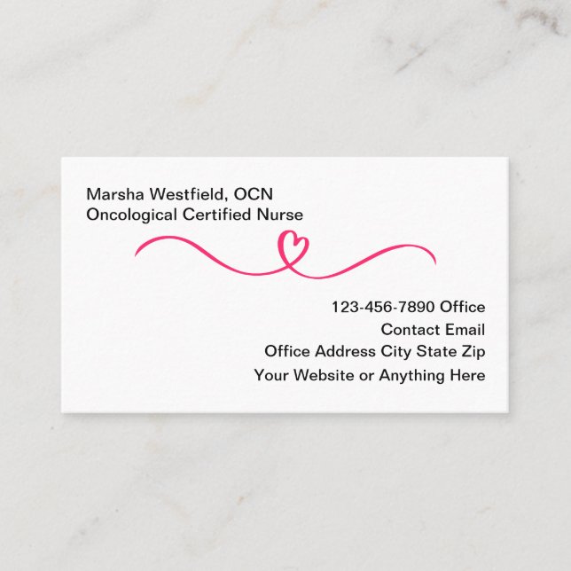 Carte De Visite Oncological Certified Nurse Business Cards (Devant)