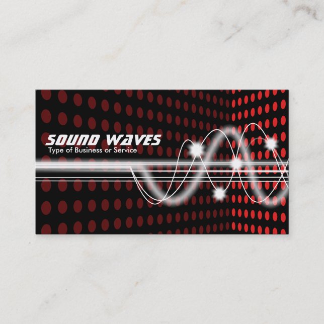Carte De Visite Ondes sonores - Coin direct - Rouge (Devant)